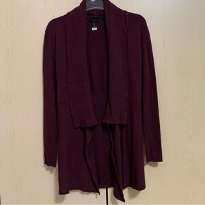 WHBM Women's Long Sleeve Open‎ Drape Knit Cardigan Sweater Red Burgundy Size S